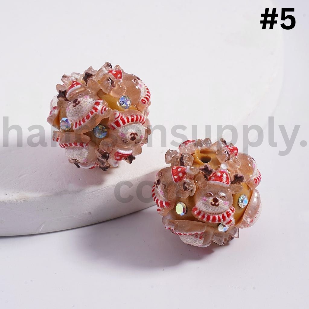 Christmas Icons & Sanrio Characters Santa, Snowman, Christmas Hat Socks Elk Snowman Christmas Tree, Pochacco Cinnamonrol Pom Pom Puri AB Rhinestones & More 20mm Clay Beads