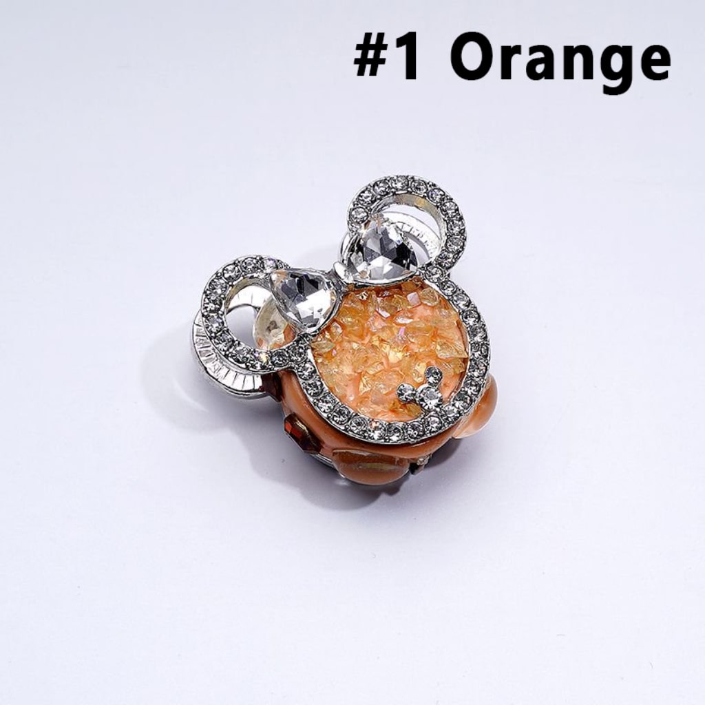 Fancy Bling Bling Silver Alloy Mouse Head Bow with Clear & Colorful Rhinestones Clay Beads, Around 30*27MM