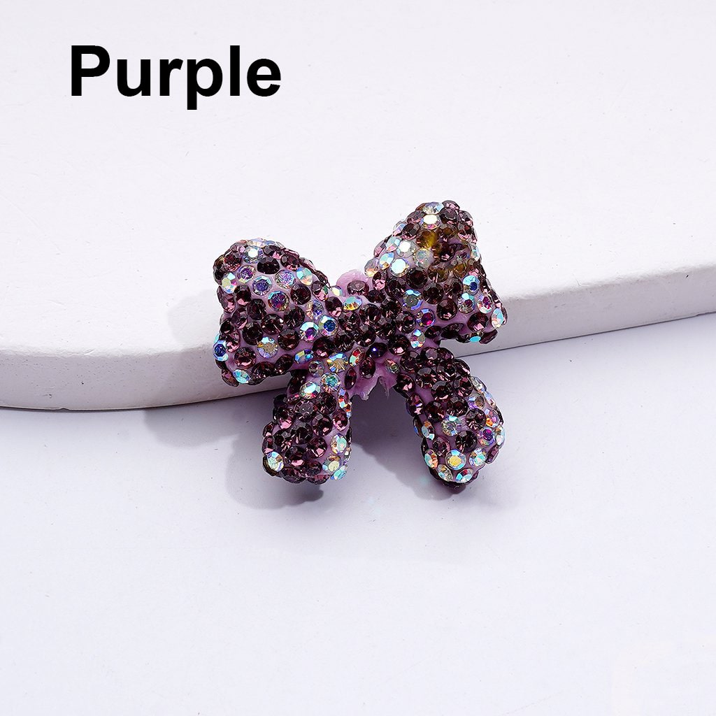 Colorful Bowknot Clay Beads with AB Rhinestones Adorable Multi-Color, 24*26MM, Random Mix