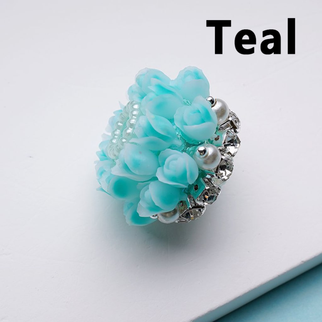 Cute Flowers Bling Bling Tulips Clear Rhinestones Chains White Pearls Round Acrylic Beads, Around 25*18MM