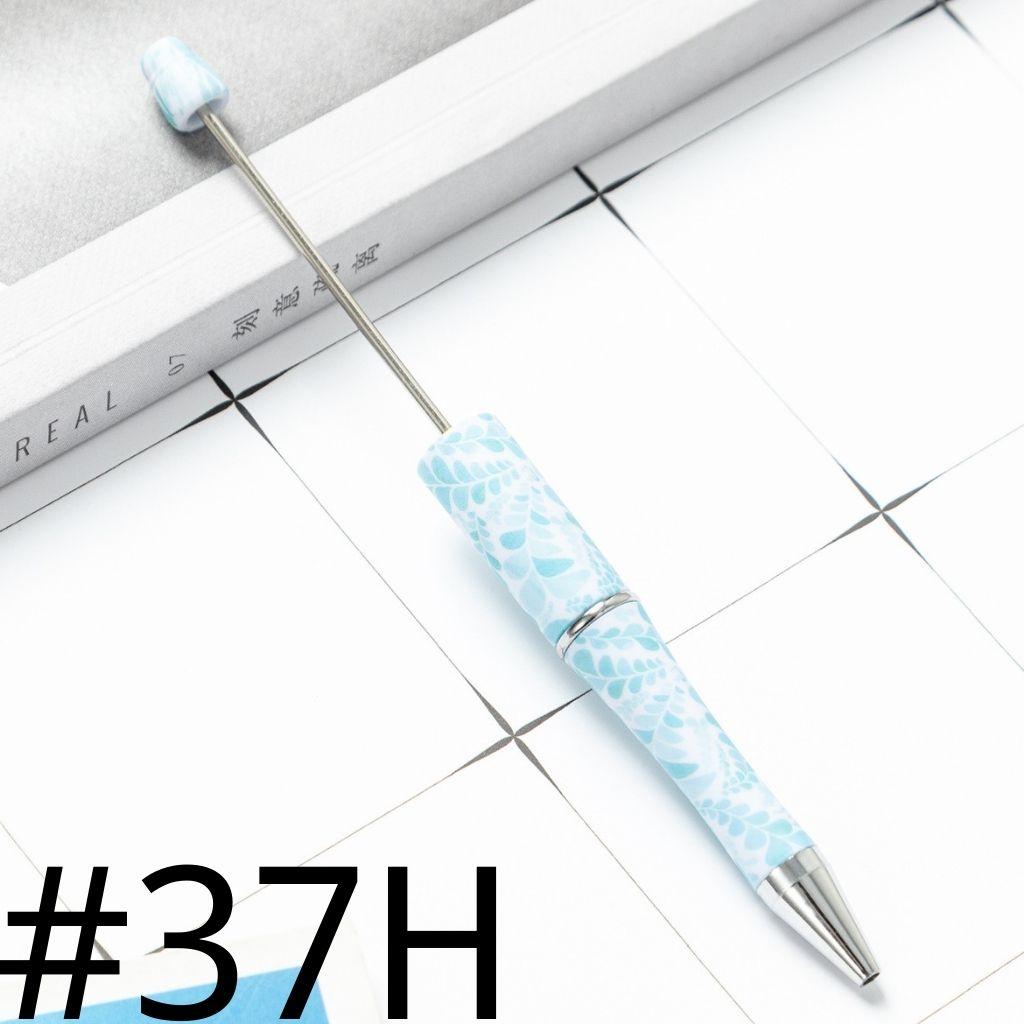 White and Blue Printed Beadable Pens Number 37H