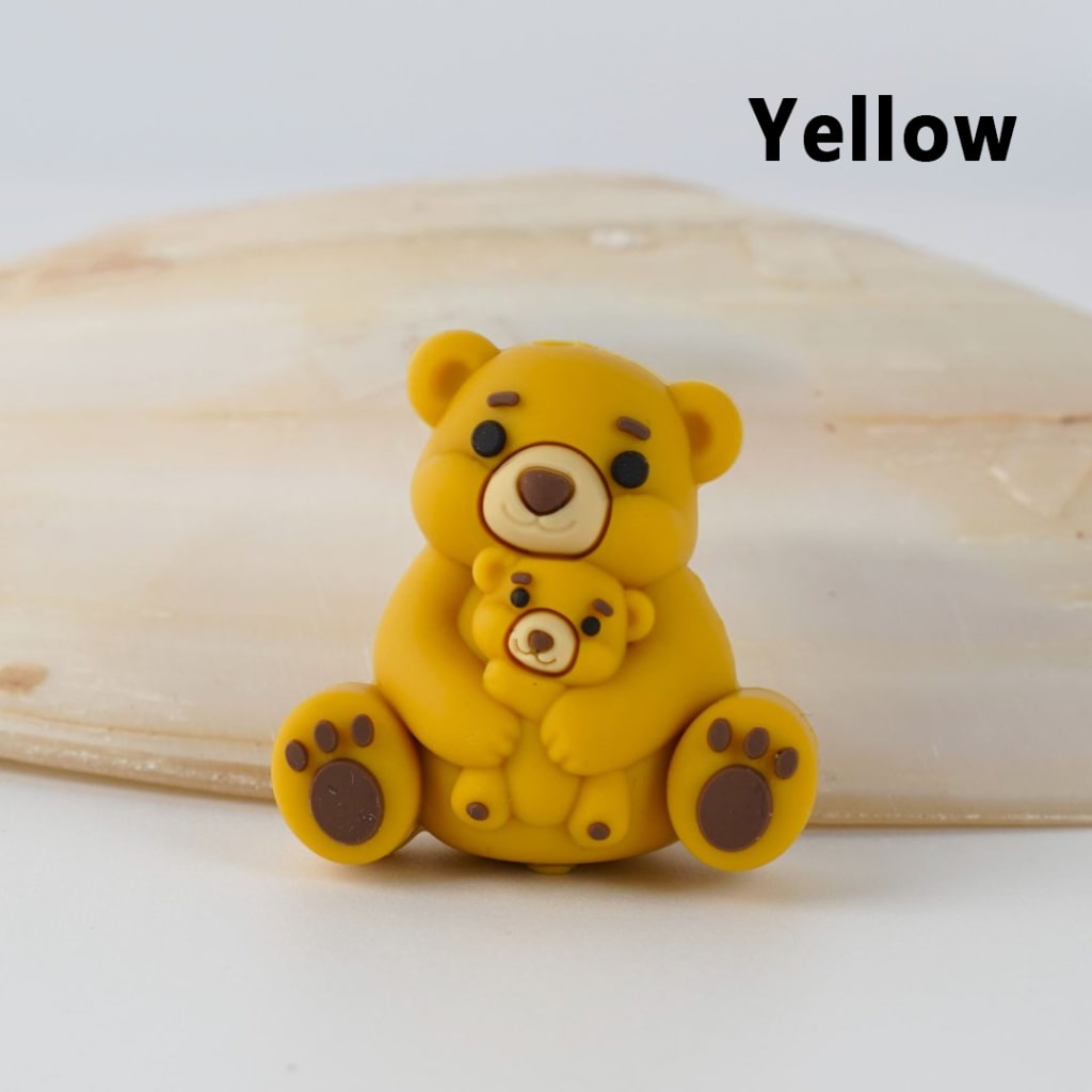 Cute Bear 3D Vivid Mom Baby Silicone Focal Beads