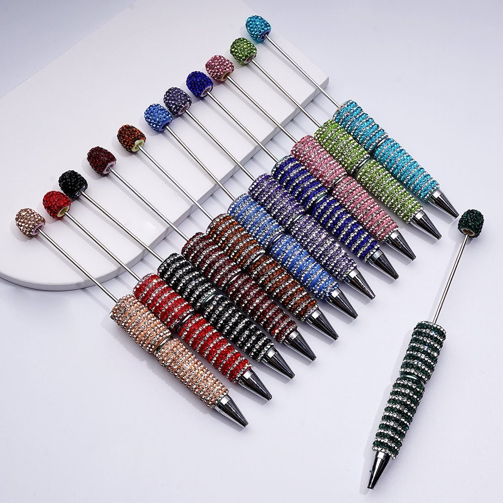 Beadable Sparkling Clay Pens – Double-Color Rhinestone Shine