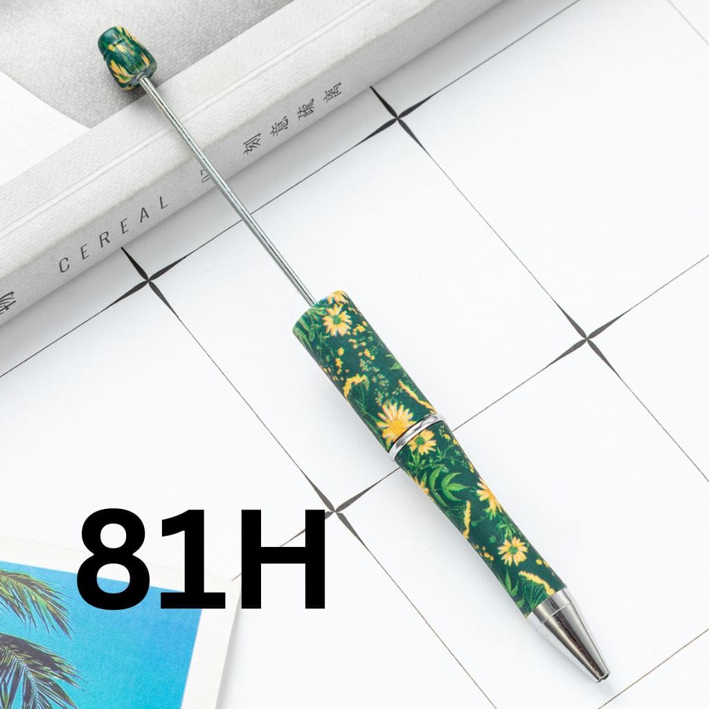 Colorful Flower Green Printed Beadable Pens Number 81H