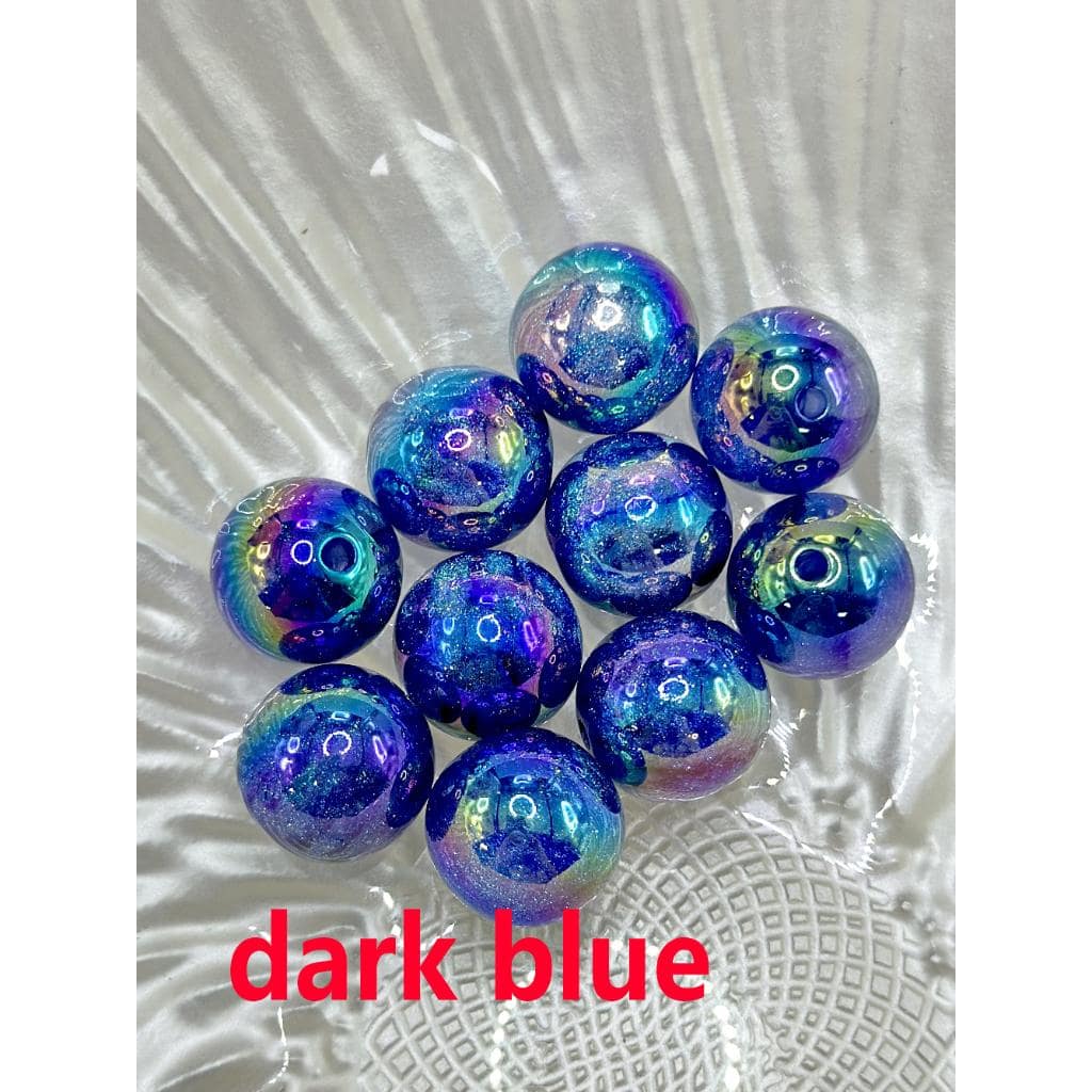 Glossy Acrylic Beads with Glitter Inside, Little UV Plating, 16mm FS