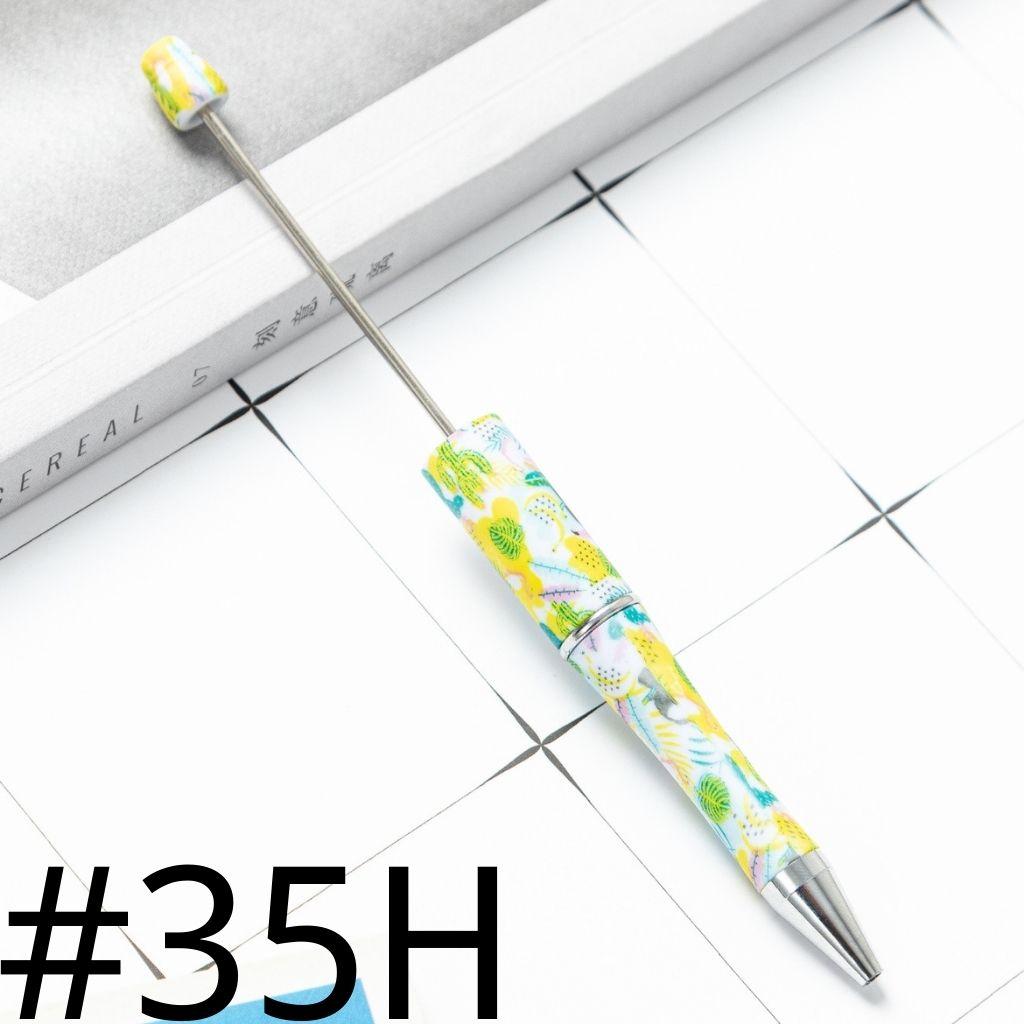 Colorful Green Leaf Flower Printed Beadable Pens Number 35H