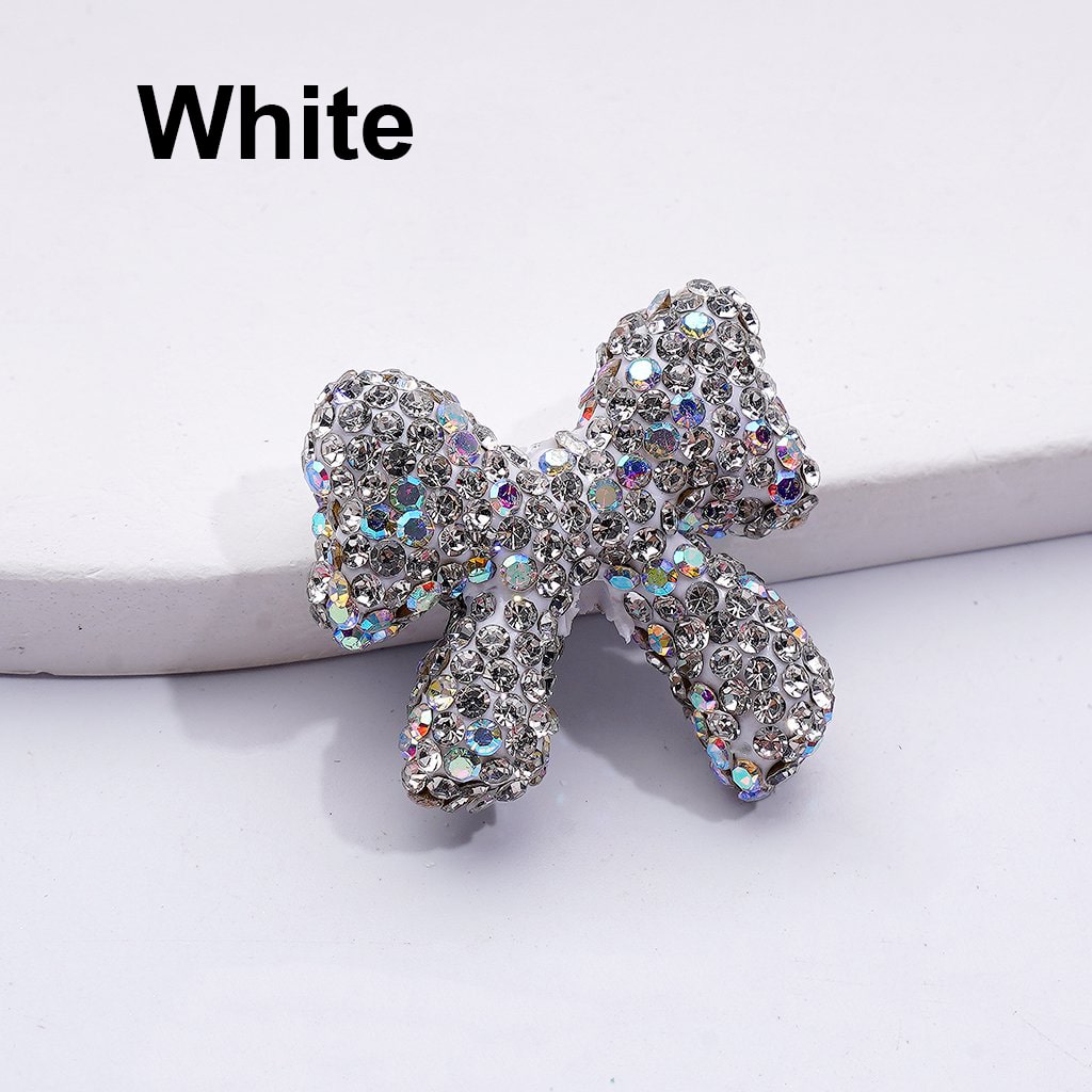 Colorful Bowknot Clay Beads with AB Rhinestones Adorable Multi-Color, 24*26MM, Random Mix