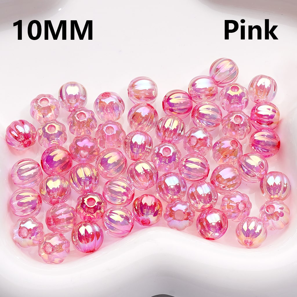 UV Coated Translucent Pumpkin Halloween Design Multi-Color Acrylic Beads 10MM