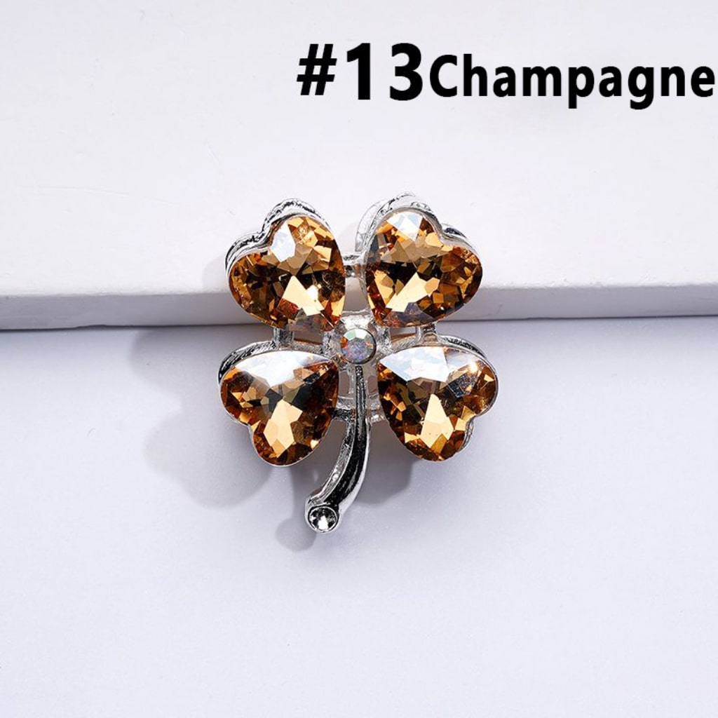 Silver Delicate Fancy Alloy Four Leaf Clover with Color Hearts Mini AB Rhinestones Beads, Around 25*30MM