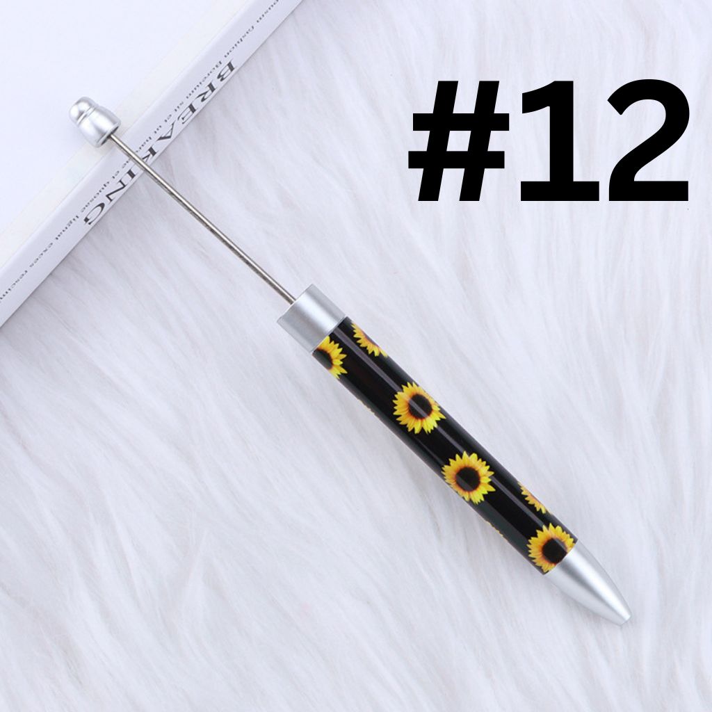 DIY Cute Beadable Plastic Sun Flowers Printed Pens, 167MM