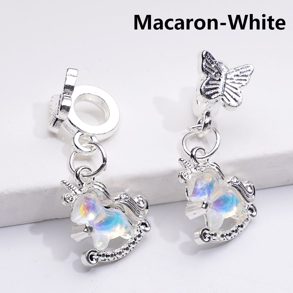 Alloy Charm Beads Silver Unicorn Pendants with Sparkling Rhinestones for Jewelry Making
