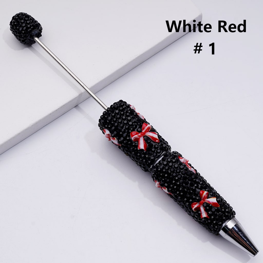 Bowknots Double Color Black Rhinestones Beadable Clay Pens