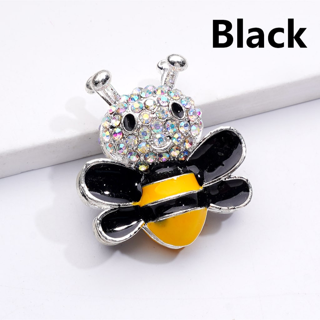 Fancy Bee Design with AB Rhinestones & Solid Color Wings Silver Alloy Beads 29×26MM