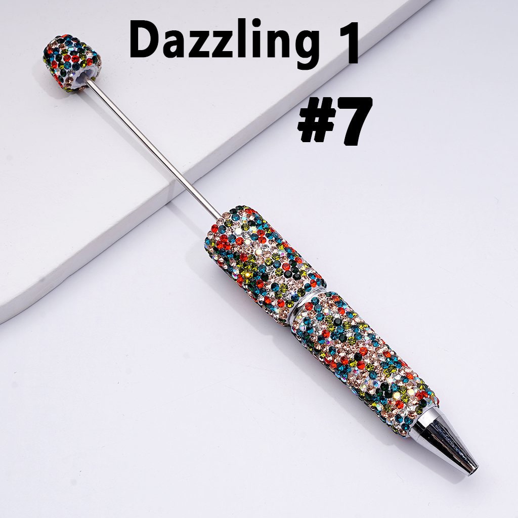 Beadable Clay Pens – Fully Wrapped in Multi-Color & AB Rhinestones for a Vibrant, Eye-Catching Design
