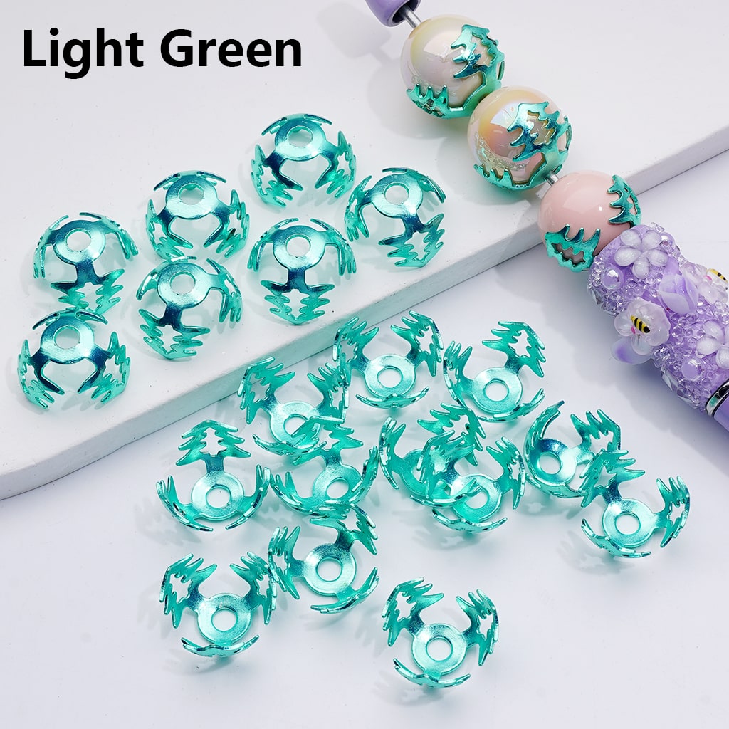 Festive Metal Bead Cage Cap 16MM Christmas Tree Design