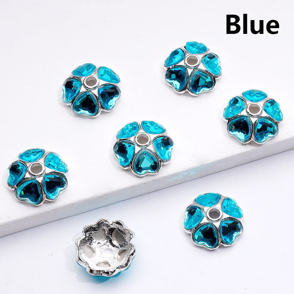 Metal Alloy Beads Cage Cap Heart Rhinestones Silver 16MM (Single Color is available for 100pcs(Whole Bag))