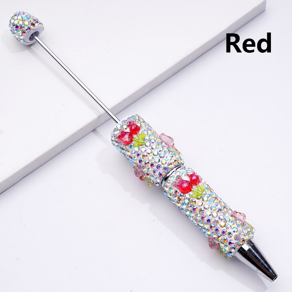 Cute Tulip Flower Clay Pen with Shiny AB Rhinestones