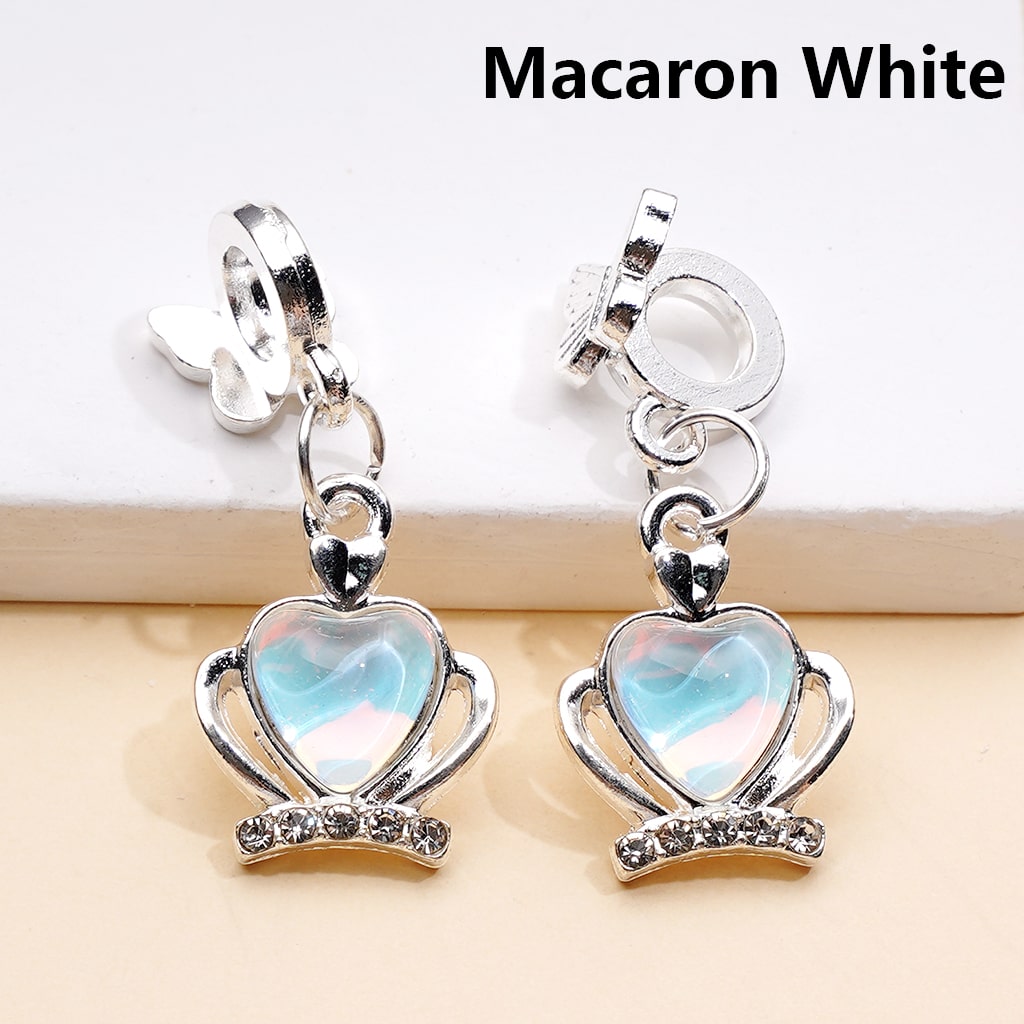 Silver Metal Beads Bail with Dangle Charm Butterfly & Heart Rhinestones Pendant Jewelry Accessories