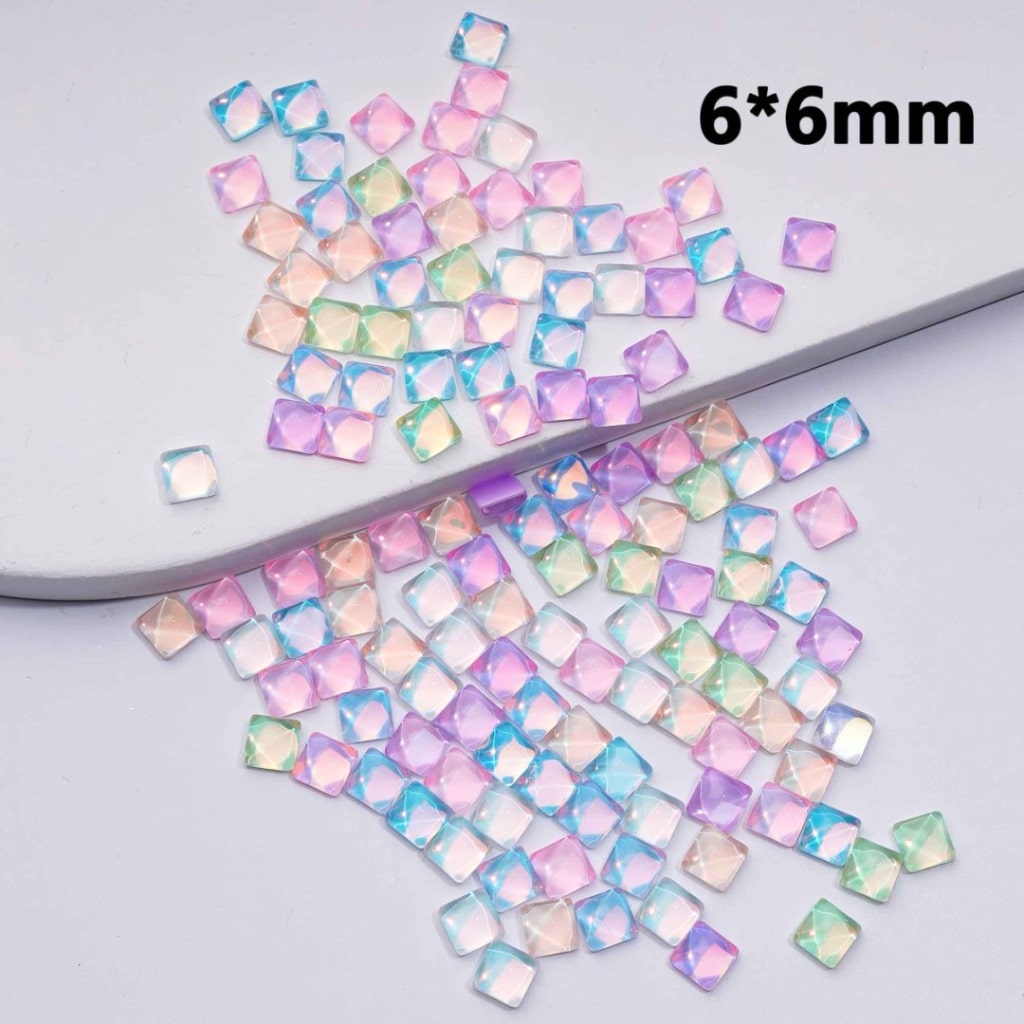 Mini Cute Multi-Color Square Rhinestones Charms for DIY Jewelry, Shiny 6x6MM for Accessories