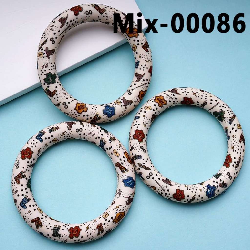 Magic Academy Circle Round Soft Car Hanger HP Prints Silicone Ring Frame Bead Charm Loop 65mm