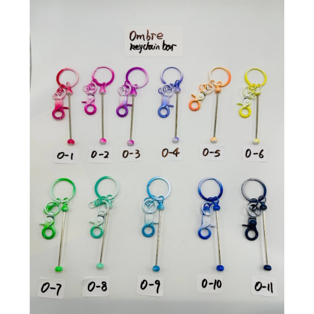 Ombre Metal Beadable Keychains with Bar and Mini Lobster Clasp, New Style for Custom Accessories