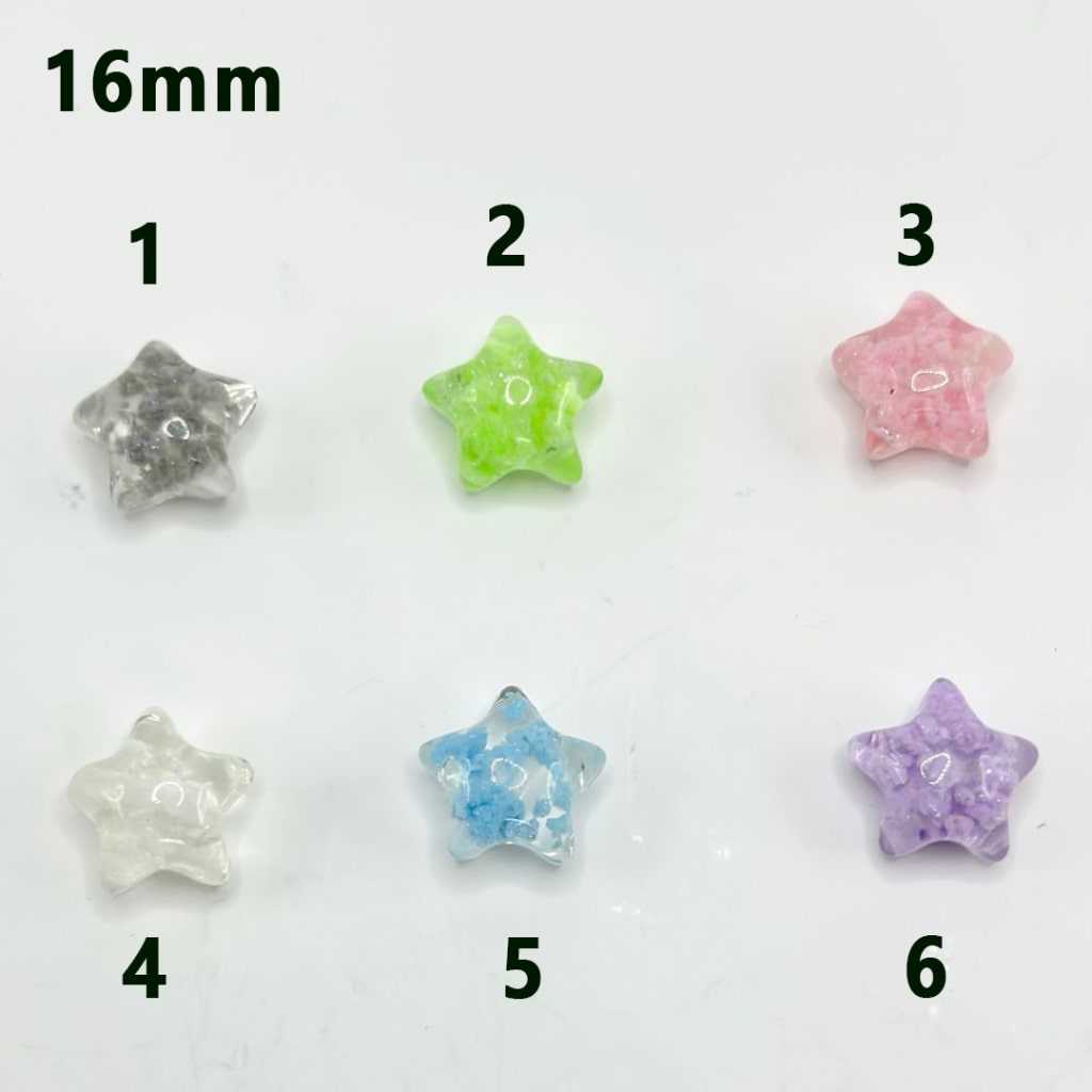 Star Shape Acrylic Beads Cute Clear Mini Colorful Clouds Inside, 16MM, Please Read the Description