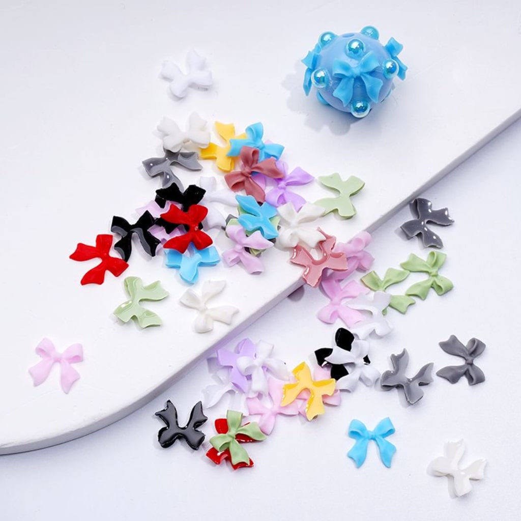 DIY Mini Bows Cute Colorful Bowknots for Beads Jewelry Accessories, Random Mix
