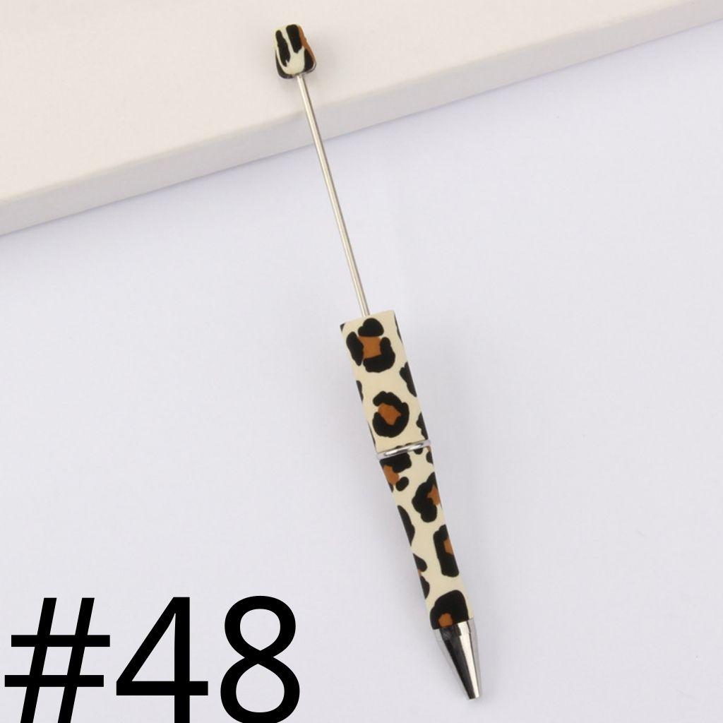 White and Black Jaguar Print Cow Printed Beadable Pens Number 48