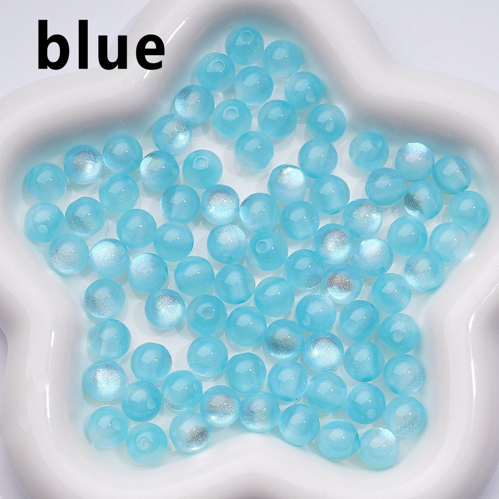 10MM Round Acrylic Beads – Mini Multi-Color Glitter Cat Eye Style