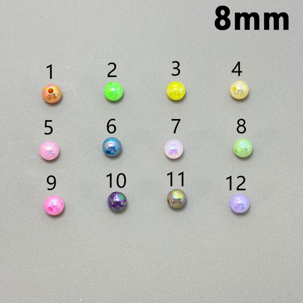 Bling Bling AB Coating Candy Colors Round Acrylic Waist Beads for Jewelry Making 8mm - 1700 Beads Pack