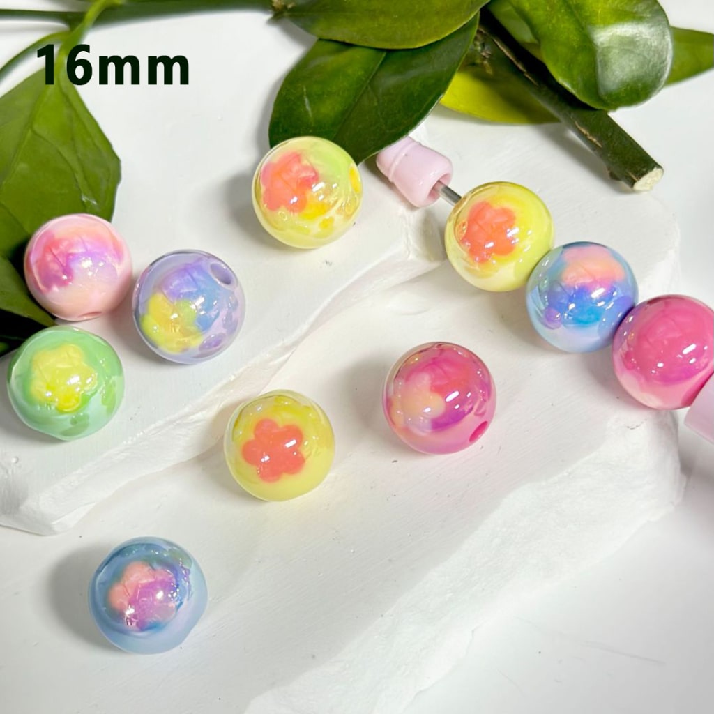 UV Finish Mini Cute Stars Shiny Candy Color Round Acrylic Beads 16MM, Please Read the Description