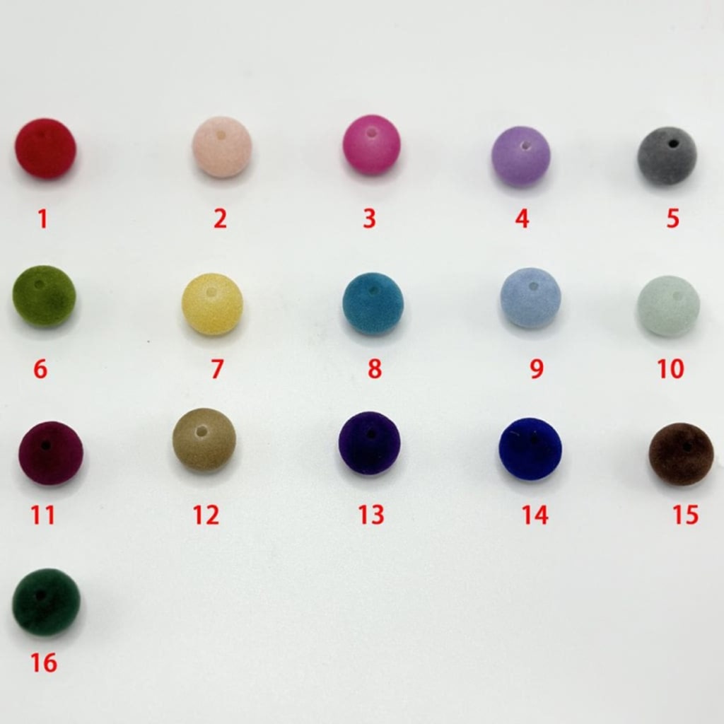 Round Shape Dark Colors Flocked Acrylic Beads, Random Mix, 16mm, MZ, Please Read the Description