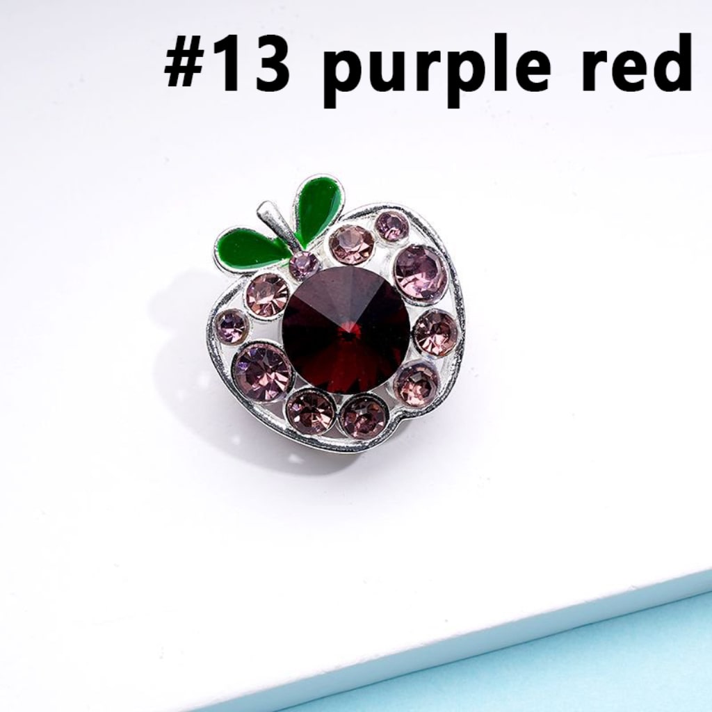 Silver Exquisite Fancy Alloy Apple with Colorful Rhinestones Beads, Around 25*25MM