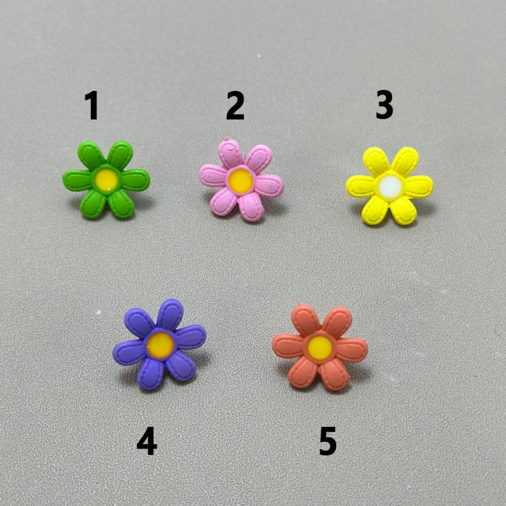 Mini Cute Solid Color Flowers with Small Ring Loop Acrylic Beads, Around 16MM, Please Read the Description