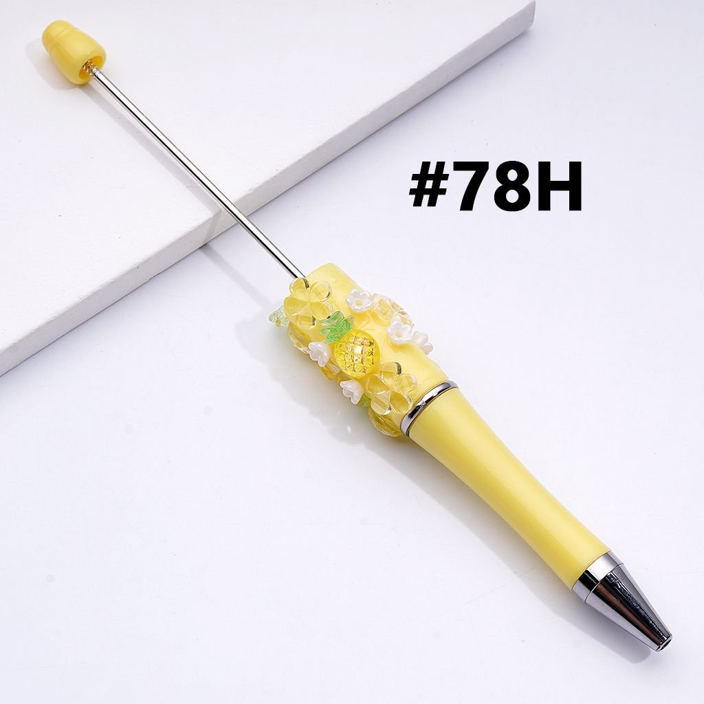 Beadable Pen with Assorted Fruit Charms Strawberry, Grape, Pineapple, Apple, and More, Random Mix