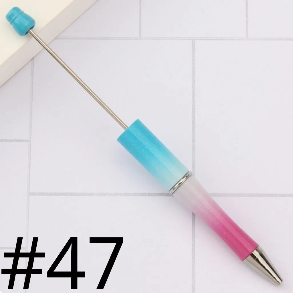 Colorful Plastic Beaded Pens in Solid, Ombre Gradient, and Neon Shades, READ THE DESCRIPTION