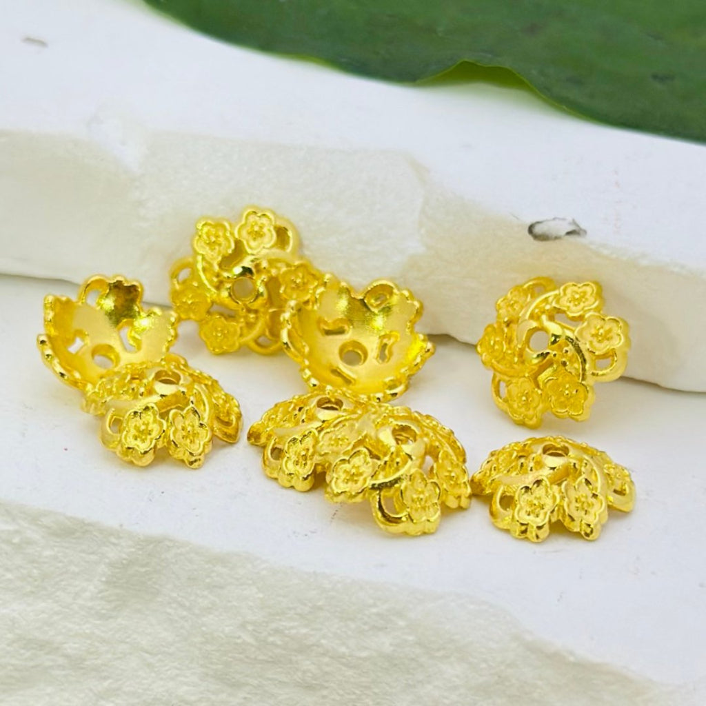 Gold & Silver Exquisite Metal Flower Bead Cage Caps, Spacers, 12MM