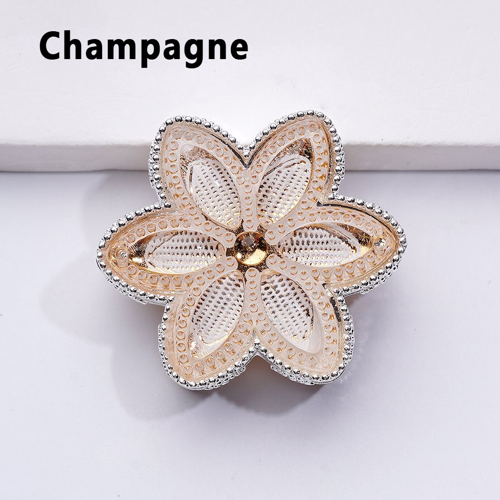 Sparkling Silver Hexapetalous Alloy Flower Beads with Vibrant Rhinestones – Approx. 32MM