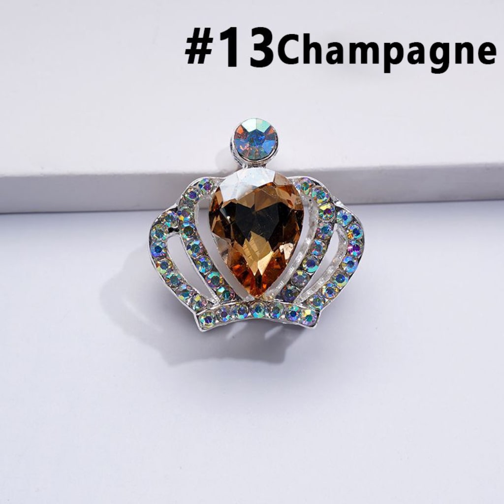 Alloy Bling Bling Silver Crown with Mini AB Rhinestones Colorful Water Drops Beads, Around 24*23MM