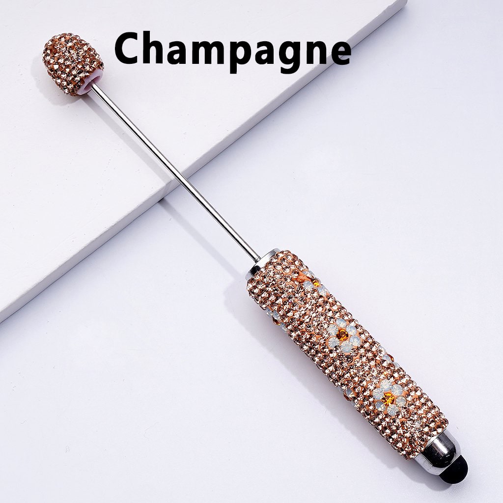 Beadable Clay Stylus Pen Adorned with Charming Mini Flowers & Sparkling Multi-Color Rhinestones