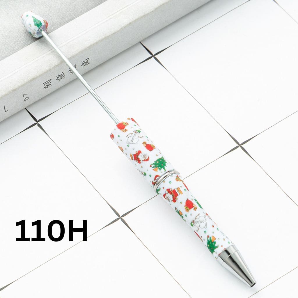 White Background Lovely Christmas Tree Printed Beadable Pens Number 110H