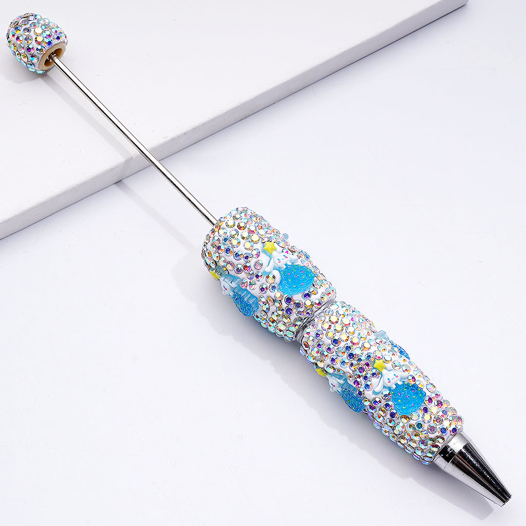 Cinnamoroll in Blue Dress with Star Sanrio-Inspired Design AB Rhinestones Beadable Clay Pens