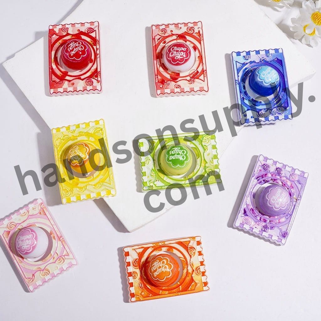 Playful Hollowed Candy Packaging Bag & Printed Round Acrylic Beads, Multi-Color Random Mix