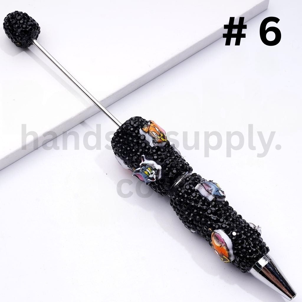 Cute Tom and Jerry Inspired Design with AB Rhinestones Fun Style Clay Pens