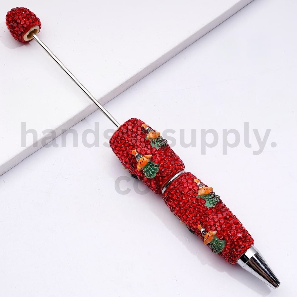 Sanrio-Inspired Characters in Christmas Outfits Red & AB Rhinestones Beadable Clay Pens
