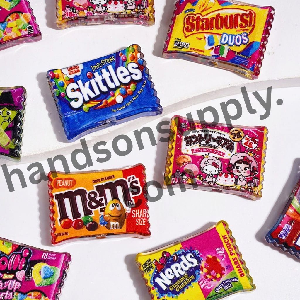 Playful Miniature Realistic Candy and Snack Bag Semi-Clear Acrylic Beads, Diverse Styles, 20*27MM, Random Mix
