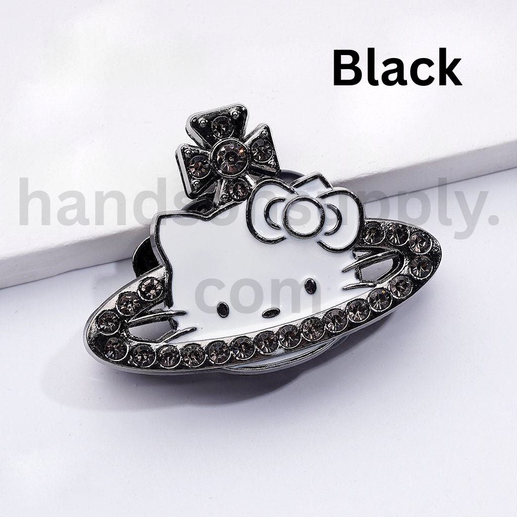 HK Kitten Saturn Cross Earrings with Rhinestones Fancy Clay Beads 42*30*12MM