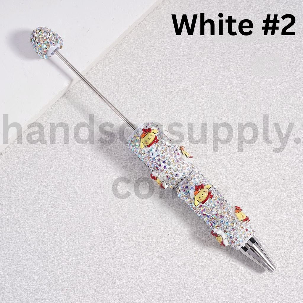 Colorful Beadable Clay Pens with Rhinestones Sanrio Family Charms (Hello Kitty, Pochacco, Pom Pom Purin, Kuromi)
