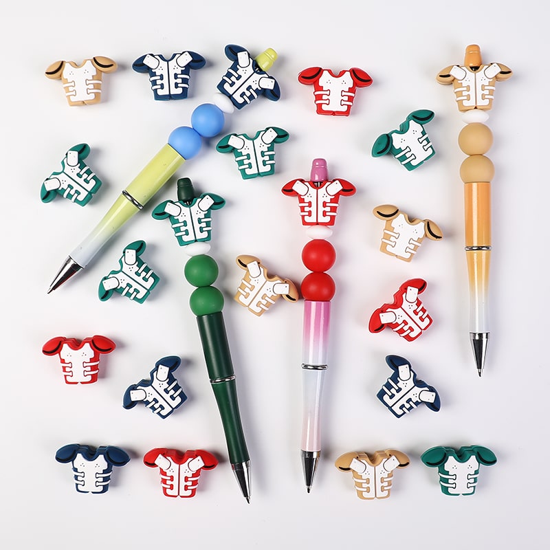USA American Football Multicolor Sporty Pads Silicone Focal Beads Random Mix