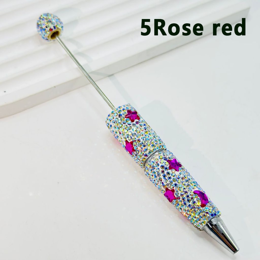 AB Color & Colorful Star with Moon Rhinestones Beadable Clay Pens, Covered the Entire Pen